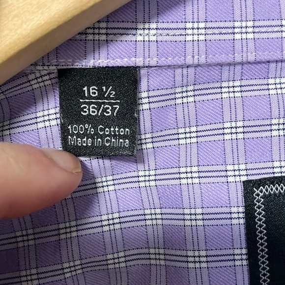 David Donahue Trim Purple Checkered Button Down Shirt - Picture 4 of 7